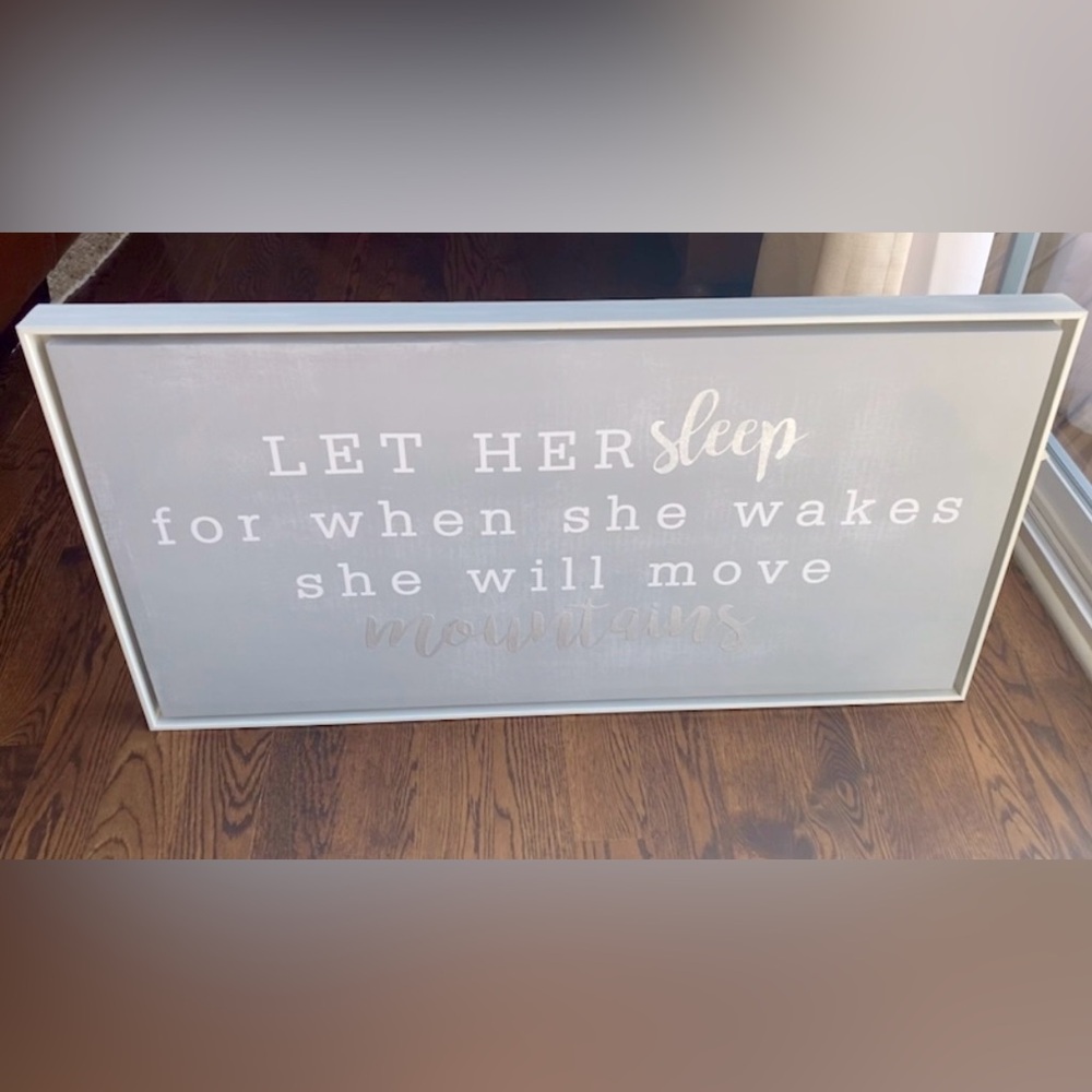 Wood Frame Whitewash Canvas Art woman/ girl Bedroom Wall Deco Art Grayish/purple